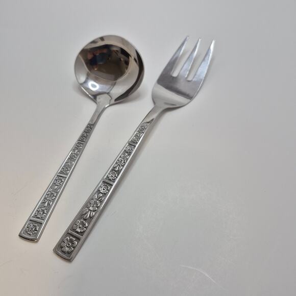 Serta Imperial Stainless Steel Vintage Korea Serving Fork and Ladle Set - Picture 3 of 12